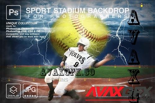 Softball Backdrop Sports Digital V38 - 7394683