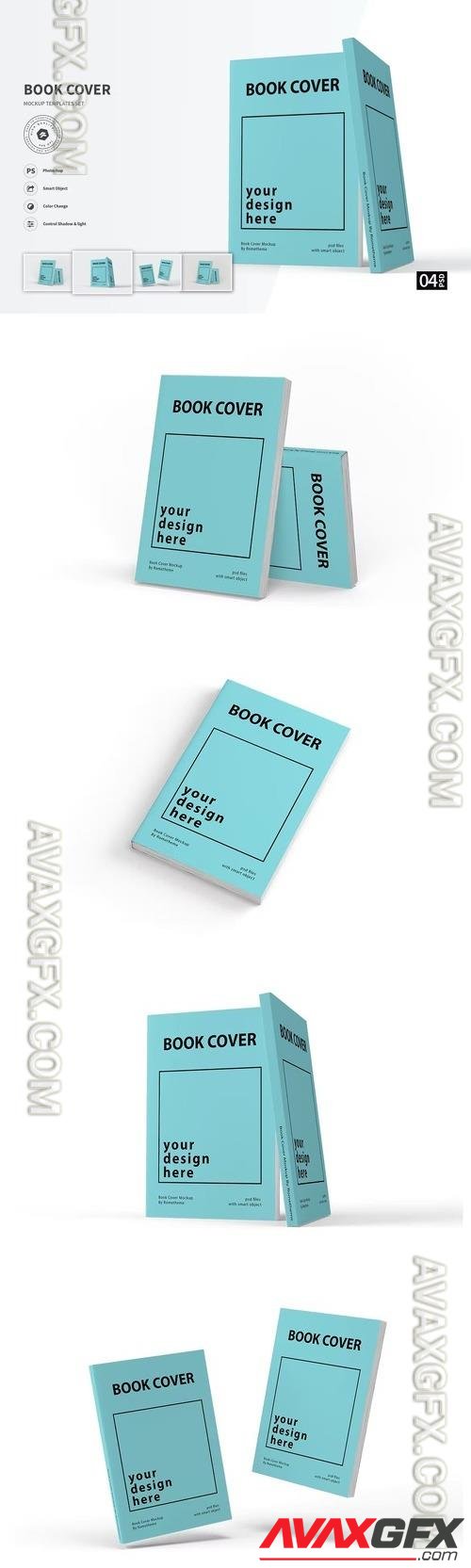 Soft Book Cover - Mockup Template VR
