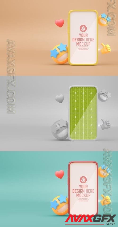 3D Mobile with Emojis Mockup