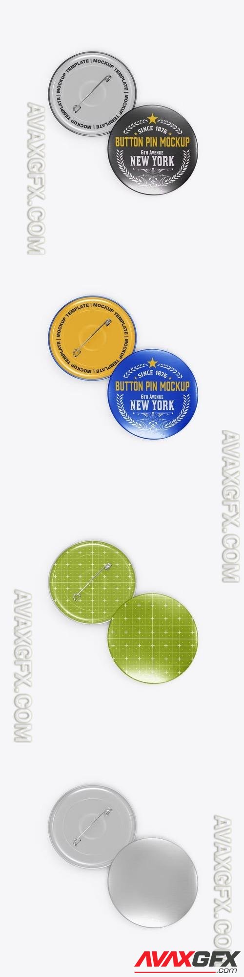 Metallic Button Pins Mockup
