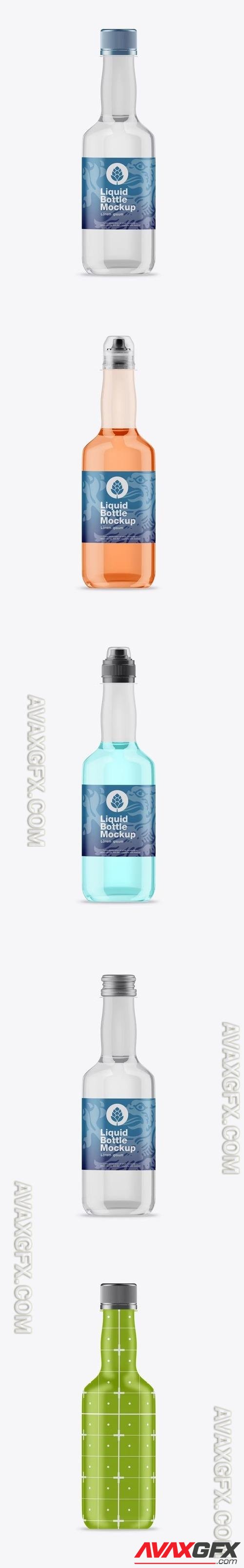 Liquid Bottle with 5 Caps Mockup