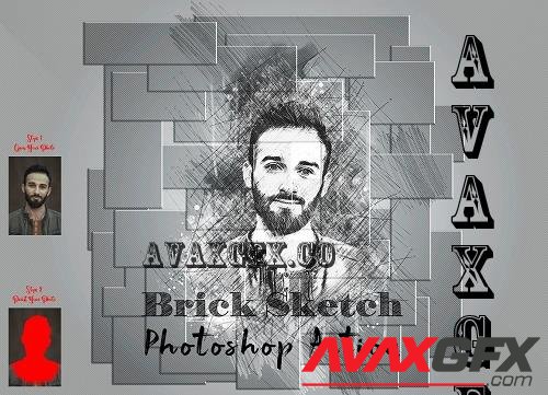 Brick Sketch Photoshop Action - 7407323