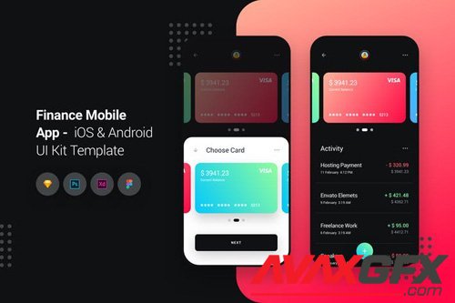 Finance Mobile App iOS & Android UI Kit Template