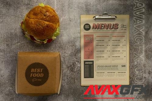 Menu and Food box Mockup