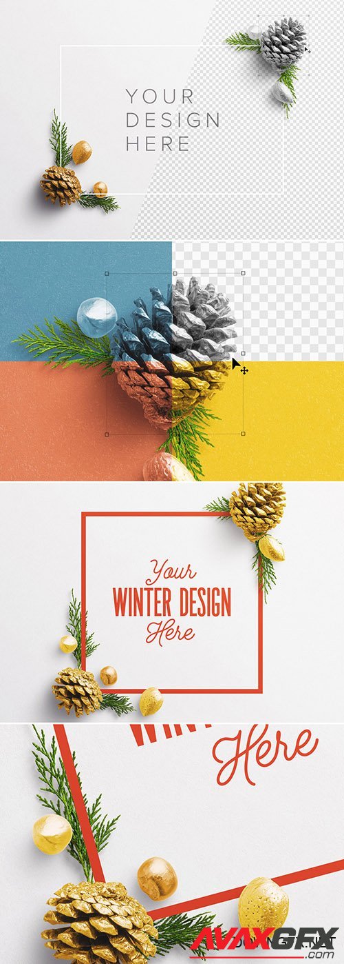 Winter Frame with Natural Elements Scene Creator Mockup 299792603 PSDT