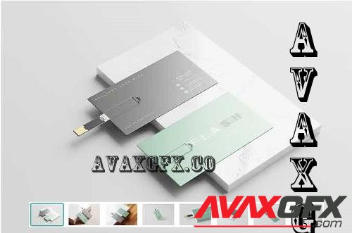 USB Flash Drive Business Card Mockup - 7425762