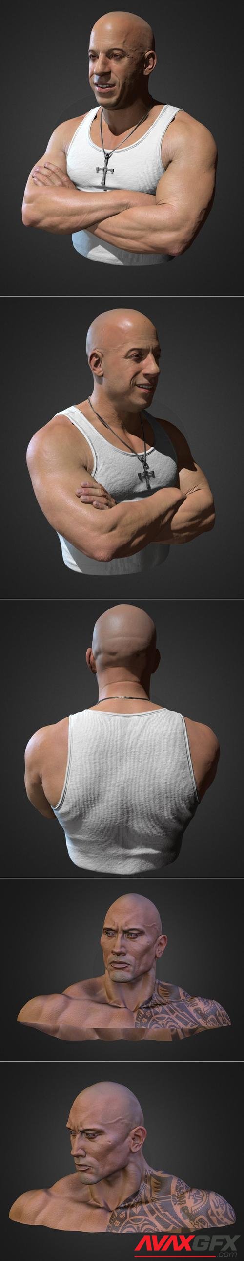 Vin Diesel bust and The Rock Bust – 3D Print