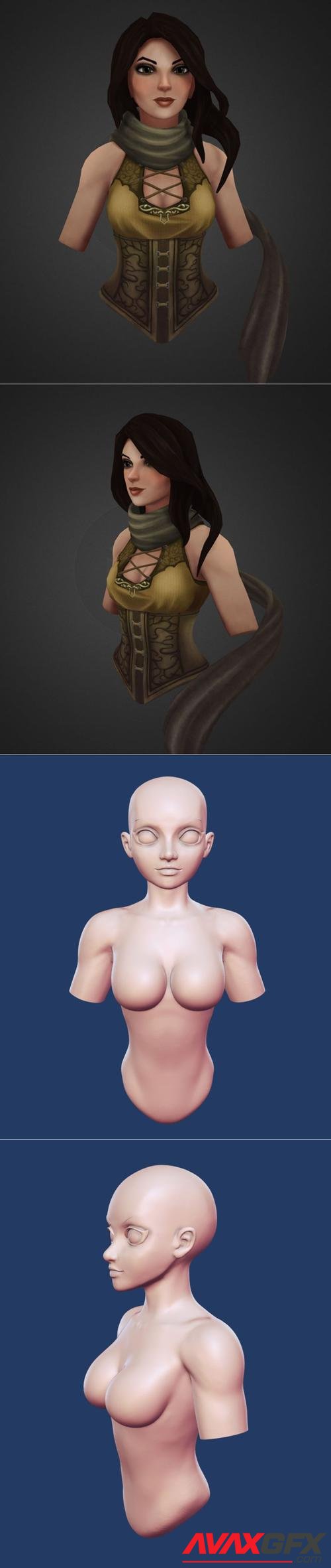 Female Demon Hunter Bust and Female toon bust and head – 3D Print