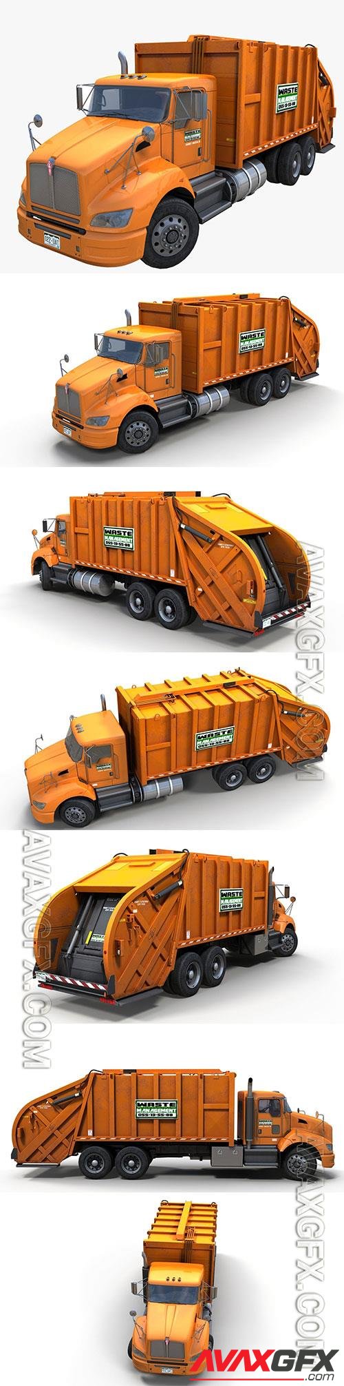 Industrial garbage truck Low-poly 3D Model