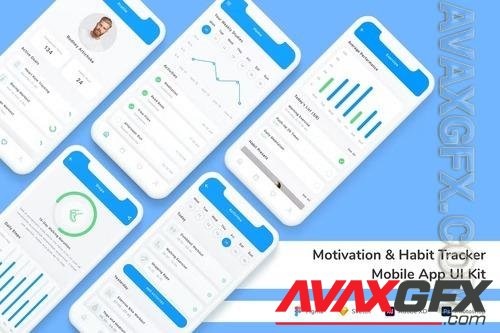 Motivation & Habit Tracker Mobile App UI Kit WDJLUGU