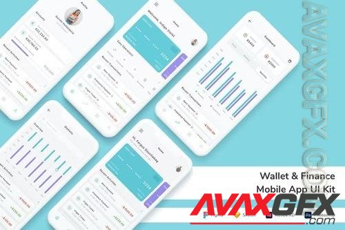 Wallet & Finance Mobile App UI Kit 6DB87SV