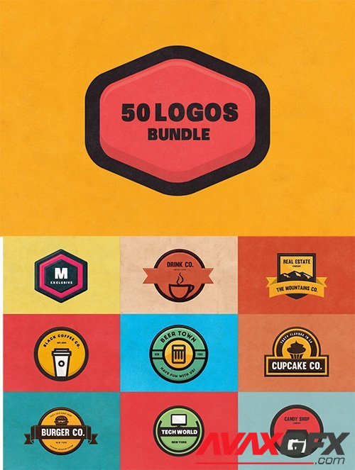 50 Modern and Flat Design Logos & Badges