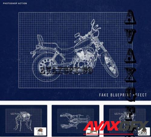 Fake Blueprint Photoshop Action - SBLAW5C