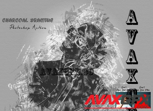 Charcoal Drawing Photoshop Action - 7436787