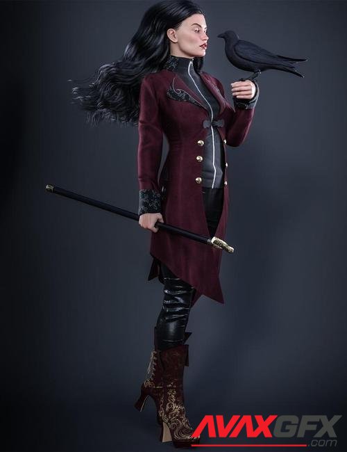 dForce Victorian Vampire Outfit for Genesis 8 and 8.1 Females