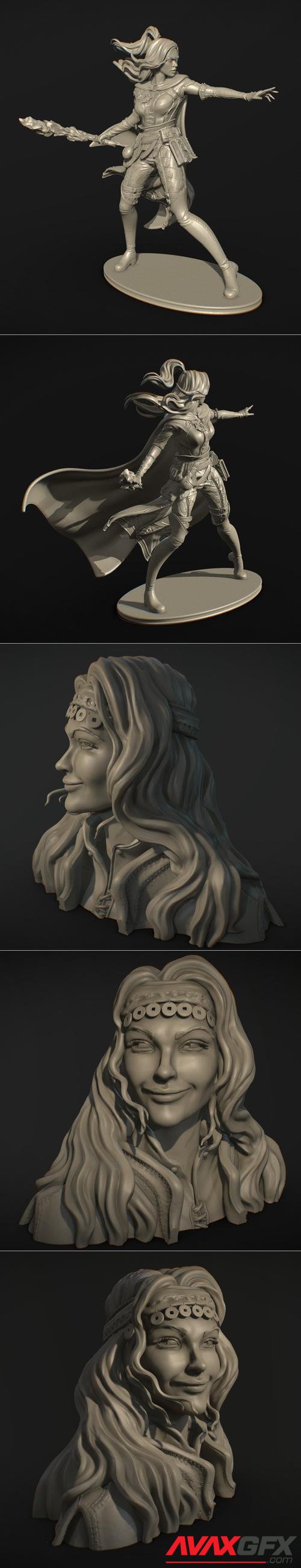 Elf Mage and Vampire Huntress Bust – 3D Print