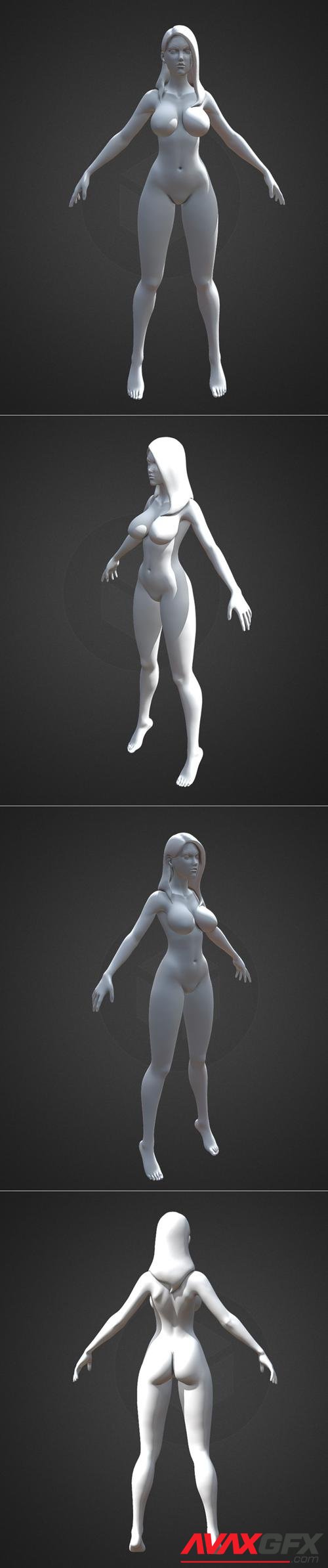 Stylized Female Large Breasts Highpoly version – 3D Print