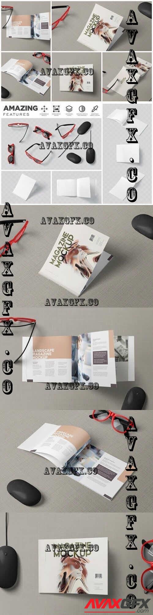 A4 Landscape Magazine Mockups - 7363365