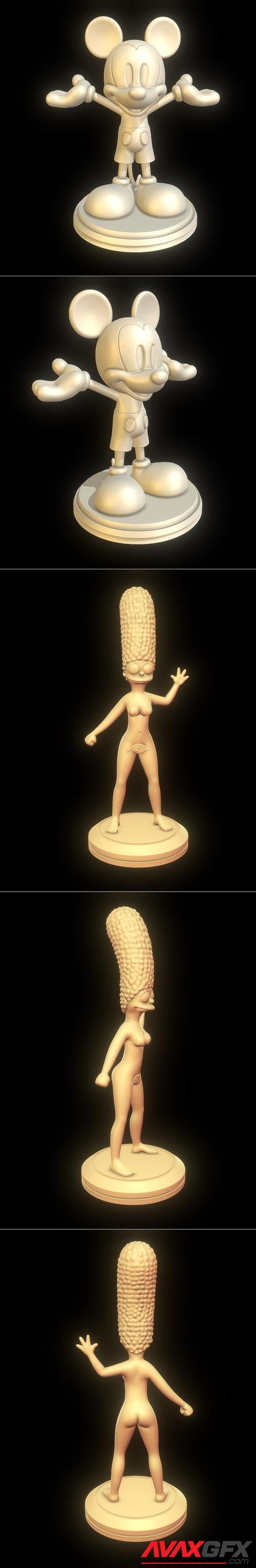 Mickey Mouse and Marge Simpson Naked – 3D Print