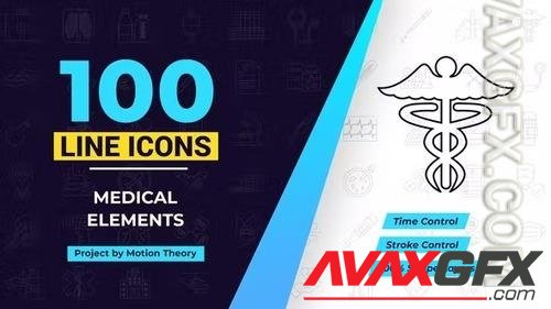 100 Medical Elements Line Icons 38906633