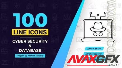 100 Cyber Security & Database Line Icons 38906556