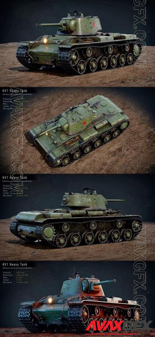 WW2 Soviet Tank KV1 3D Model