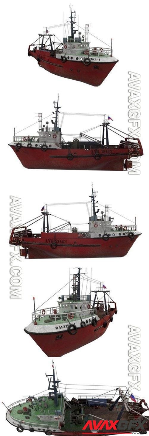 Fishing Trawler Refrigerator Ship 3D Model