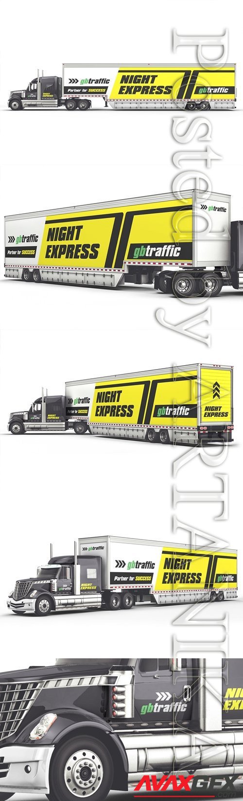Long Truck Branding PSD Mockup