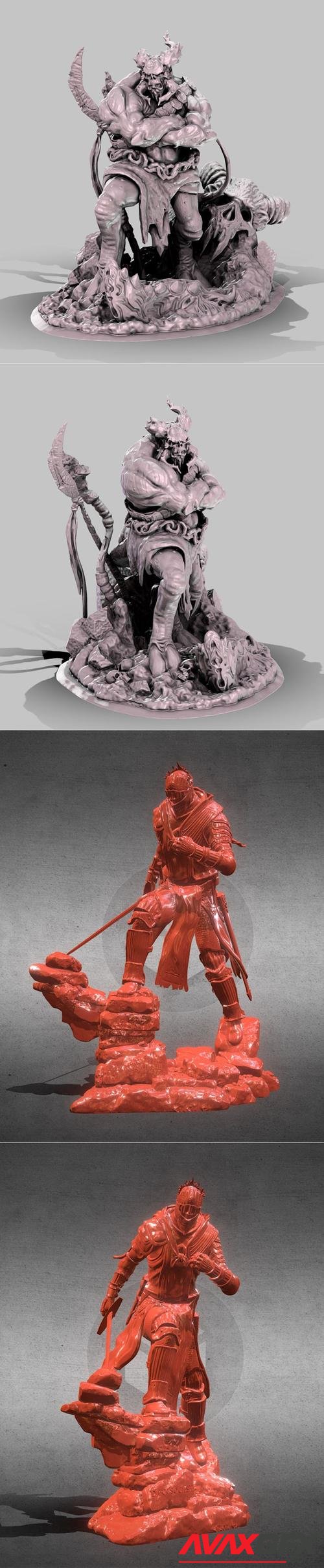 The Army Of Hell - Veteran and Dark Souls 3 Soul Of Cinder Sculpture – 3D Print