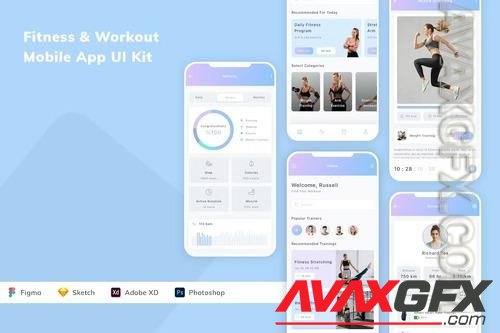 Fitness & Workout Mobile App UI Kit JHHV6RH