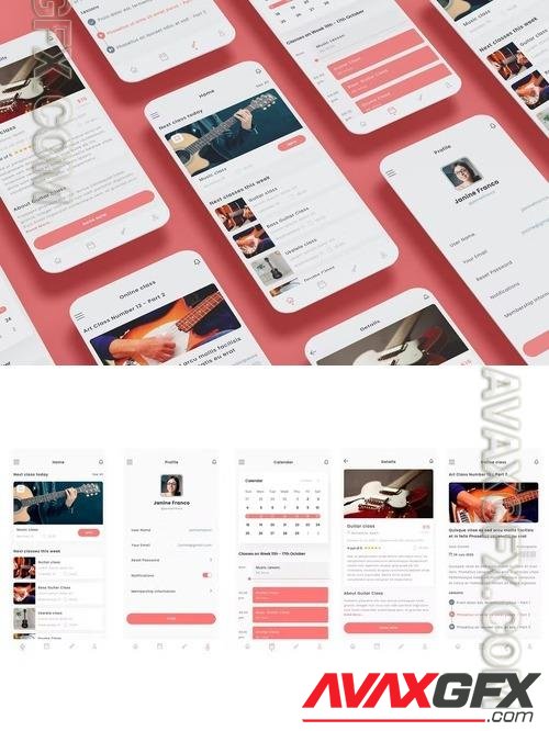 Music School & Guitar Online Lessons App Ui Kit 83KZHMV