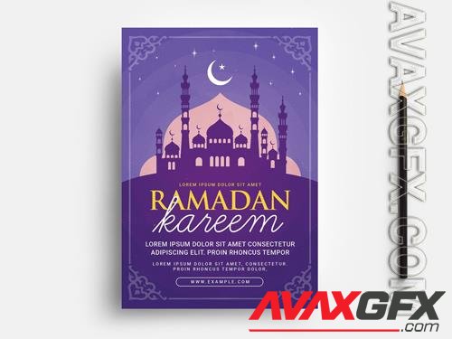 Purple Ramadan Flyer Layout with Mosque Illustration 326497184