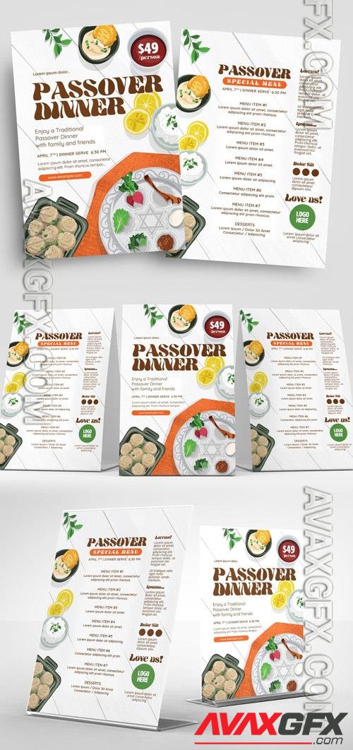 Passover Event Flyer Layout with Food Illustrations 326497120