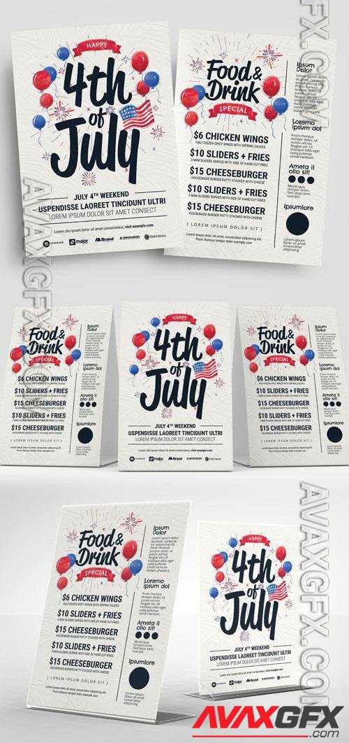4Th of July Flyer Layout with Balloon Illustrations 326496654
