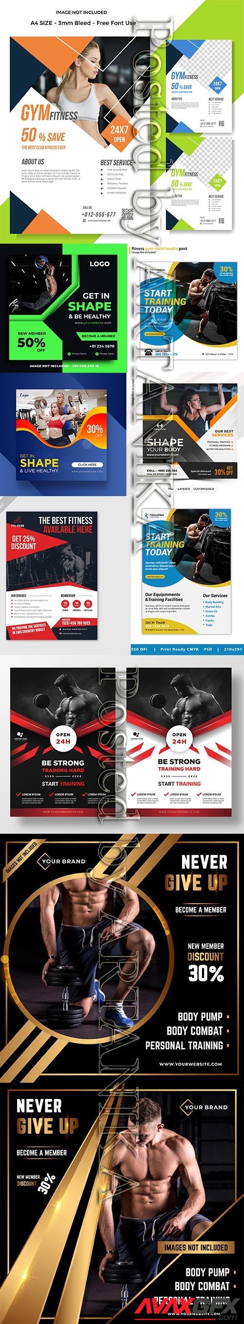 Gym Flyer and Fitness Social Media Post Template