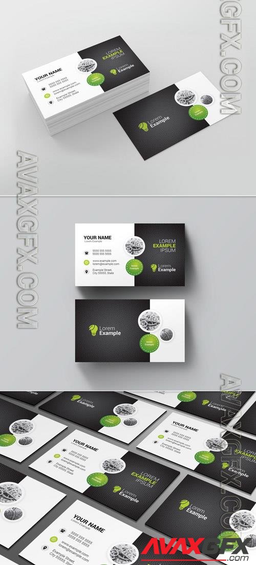 Business Card Layout with Green Accents 204272874