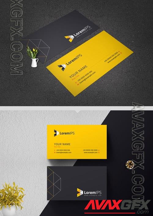 Black and Yellow Business Card Layout 221205779