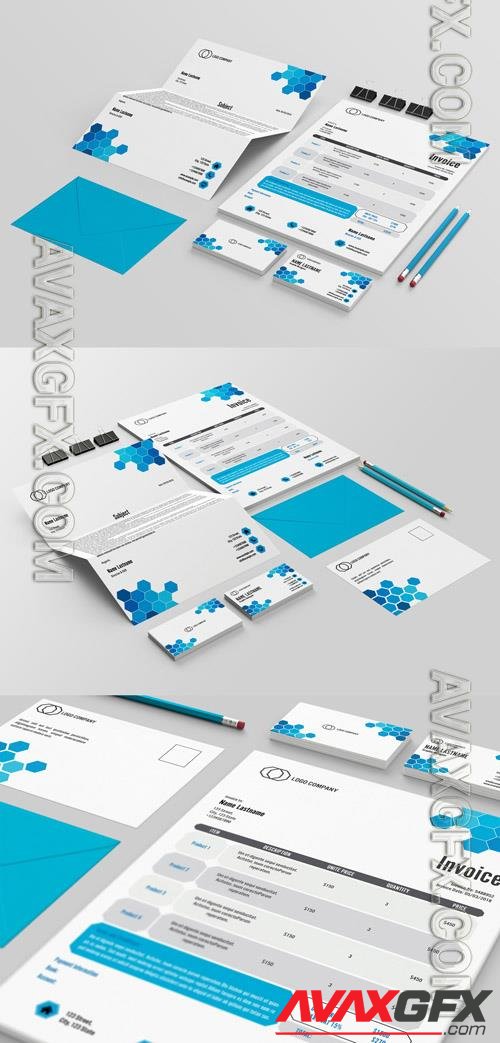 Hexagonal Design Stationery Layout Set 207333342