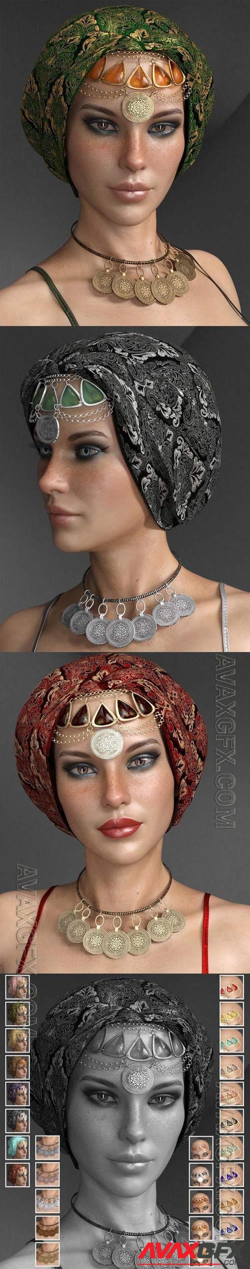 X Fashion Headpiece and Accessories for Genesis 8 Females