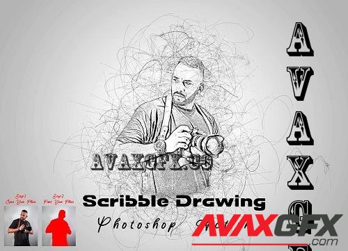 Scribble Drawing Photoshop Action - 7485480