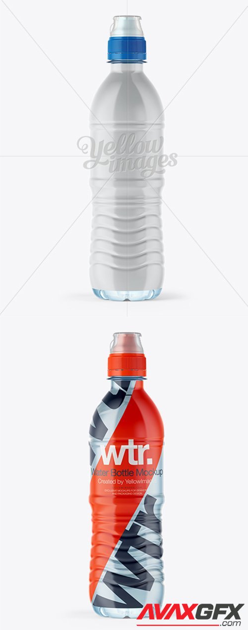 500ml Water Bottle with Sport Cap Mockup - Shrink Sleeve Labeling 10506 TIF