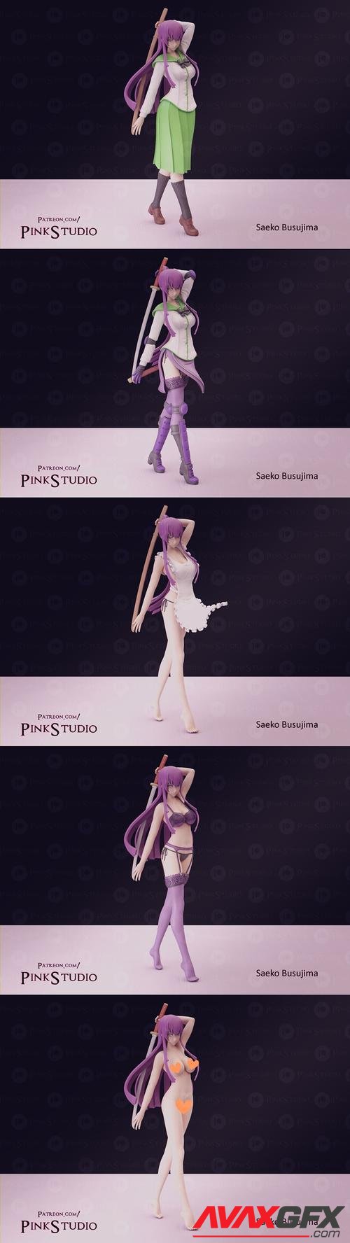 Pink Studio - High School of the dead - Saeko Busujima – 3D Print