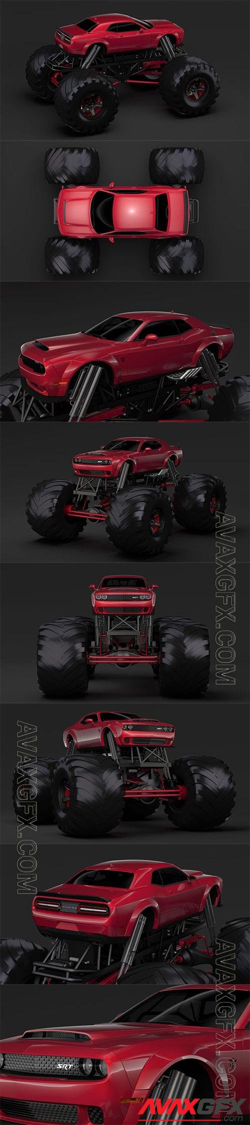 Monster Truck Dodge Challenger Demon 3D Model