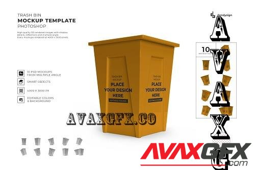 Trash Bin Mockup Template Set - 2089954