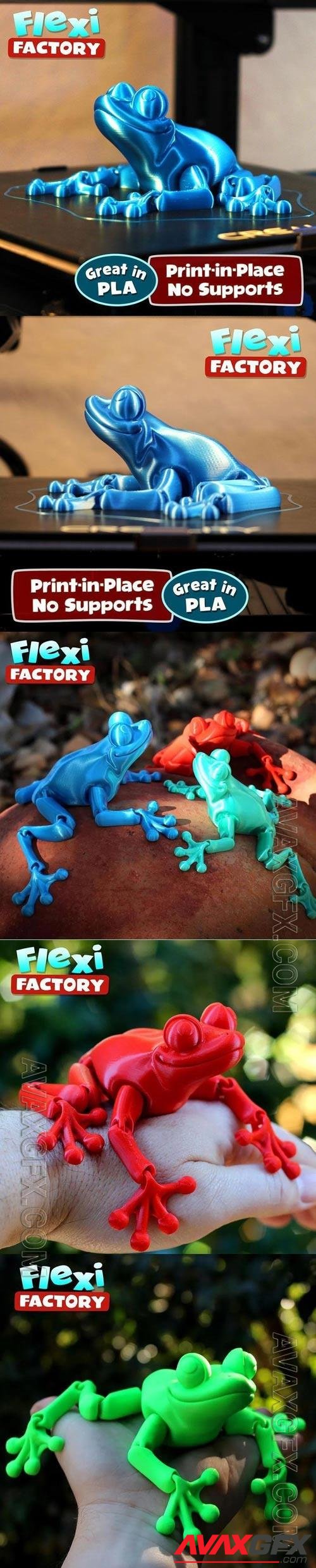 Cute Flexi Print in Place Frog 3D Print