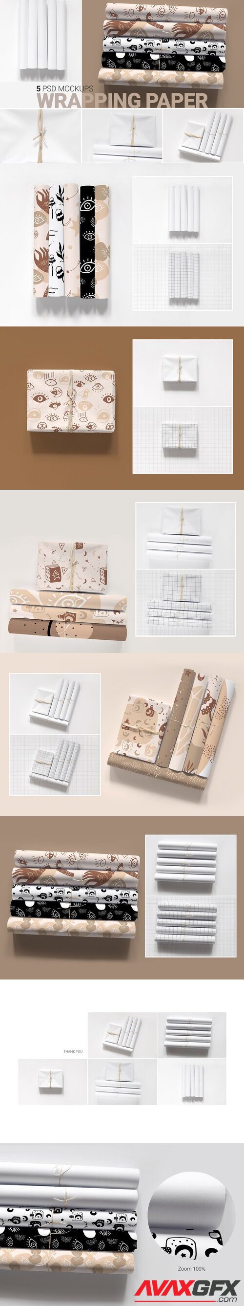 CreativeMarket - Paper Rolls Mockup Wrapping Layered 6607284