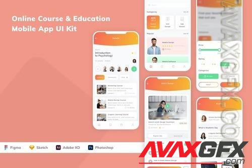 Online Course & Education Mobile App UI Kit W2GRPAH