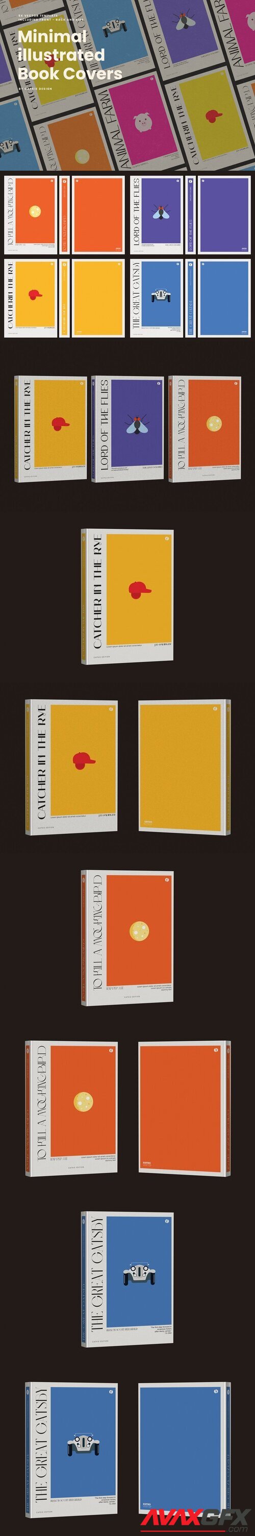 CreativeMarket - Illustrated Minimal Book Covers 7310820 AI, 