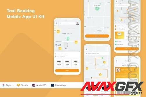 Taxi Booking Mobile App UI Kit AS9LNWD