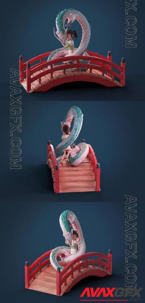 Haku and Chihiro Diorama 3D Print